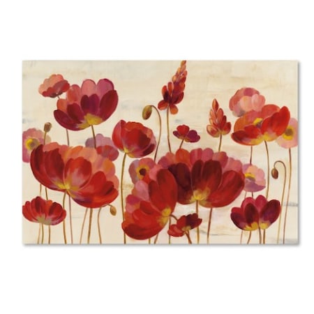 Silvia Vassileva 'Red Flowers On Cream Crop' Canvas Art,30x47